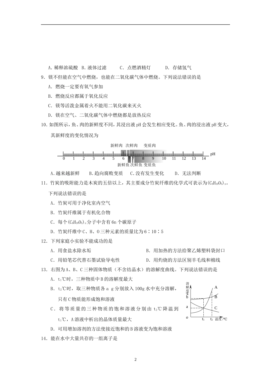 2011年江苏省盐城市中考化学试题(word版).doc_第2页