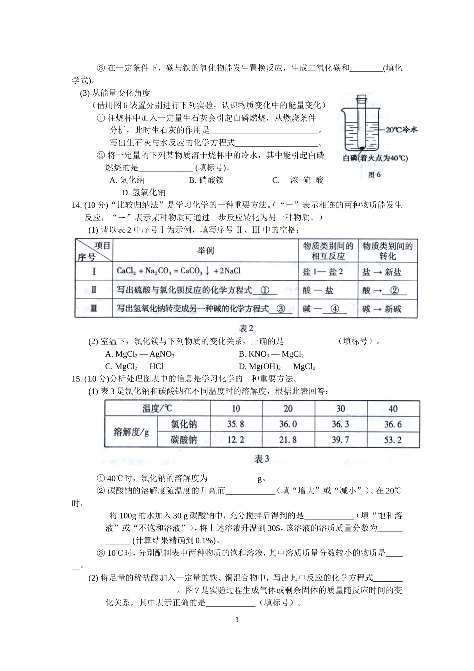 2015年福建省福州市中考化学试题(含答案).doc_第3页