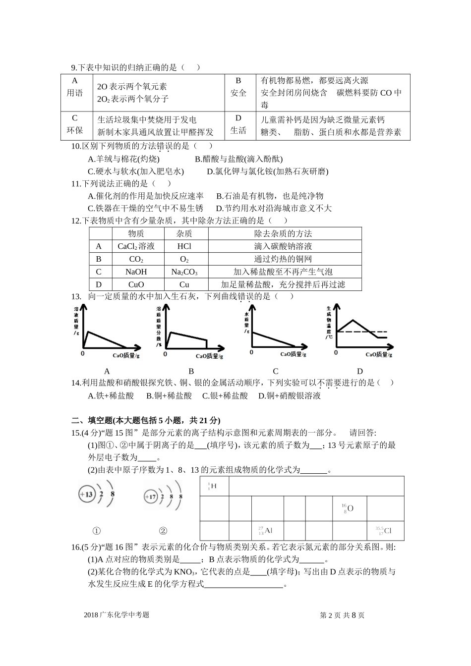 2018年广东省中考化学试题及答案.doc_第2页