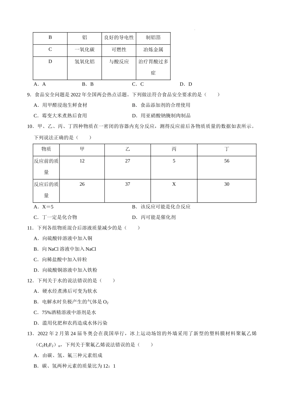 2022年广西河池市中考化学真题.docx_第2页