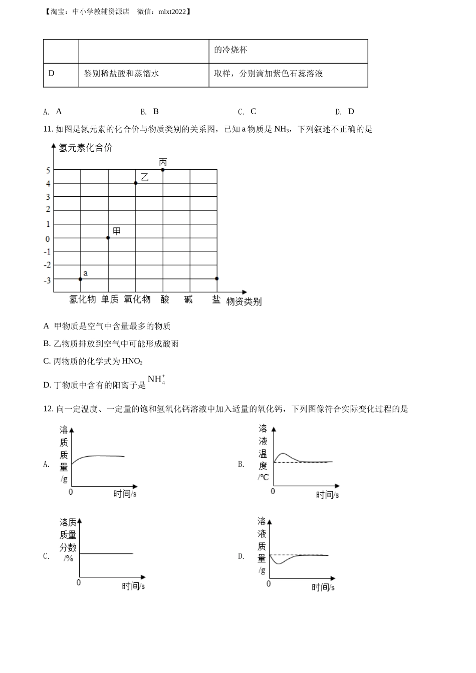 2022年湖北省荆州市中考化学真题（原卷版）.docx_第3页