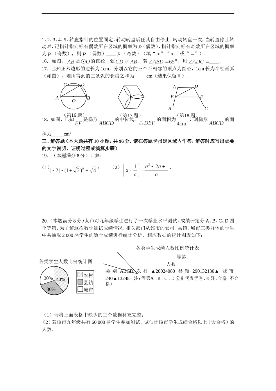 2009年江苏省镇江市中考数学试题及答案.doc_第3页