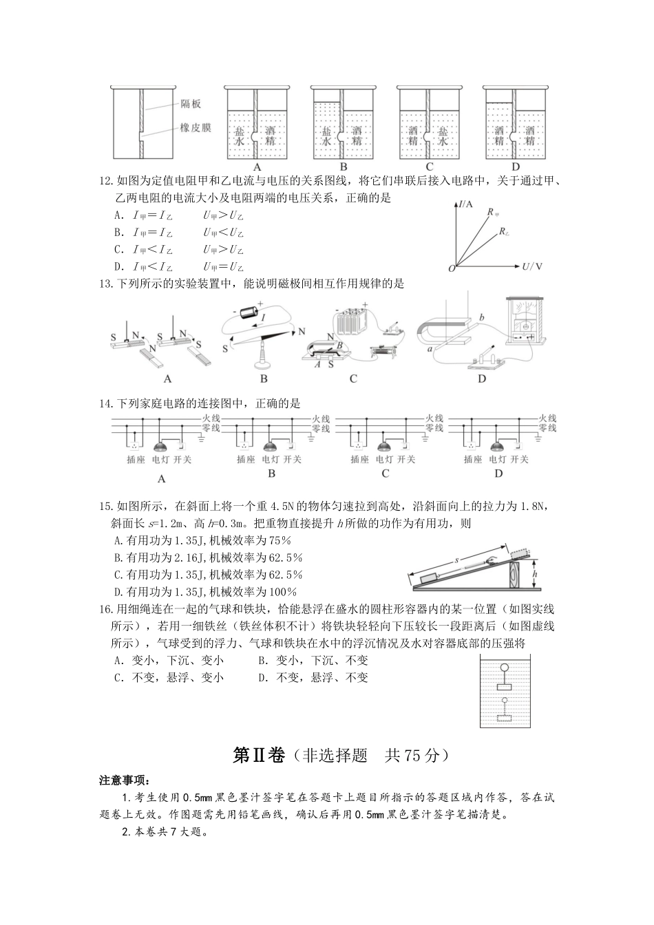 2021年四川省乐山市中考物理真题 (原卷版).docx_第3页