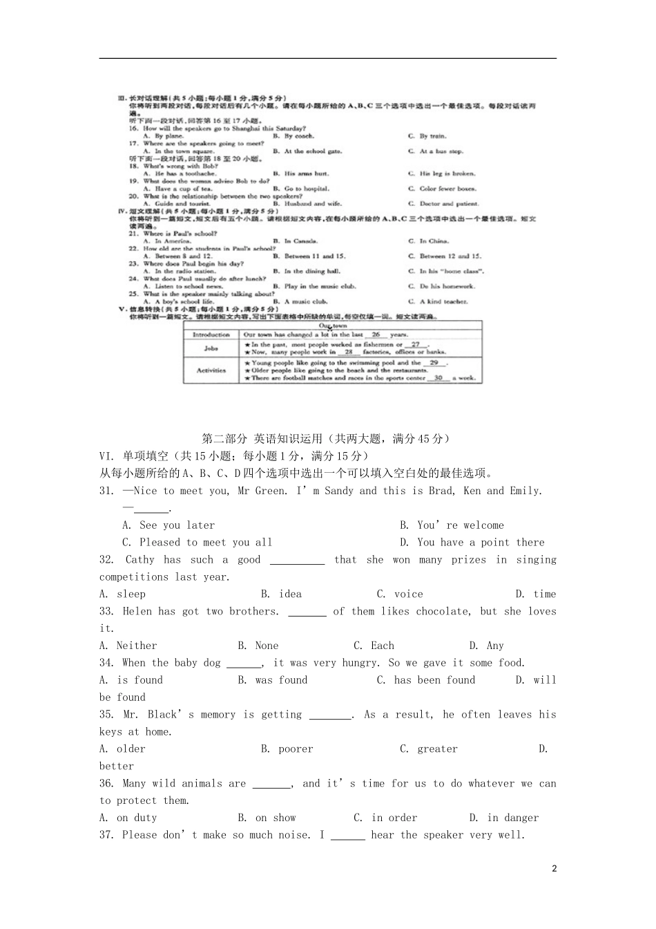 安徽省2016年中考英语真题试题（含答案）.doc_第2页