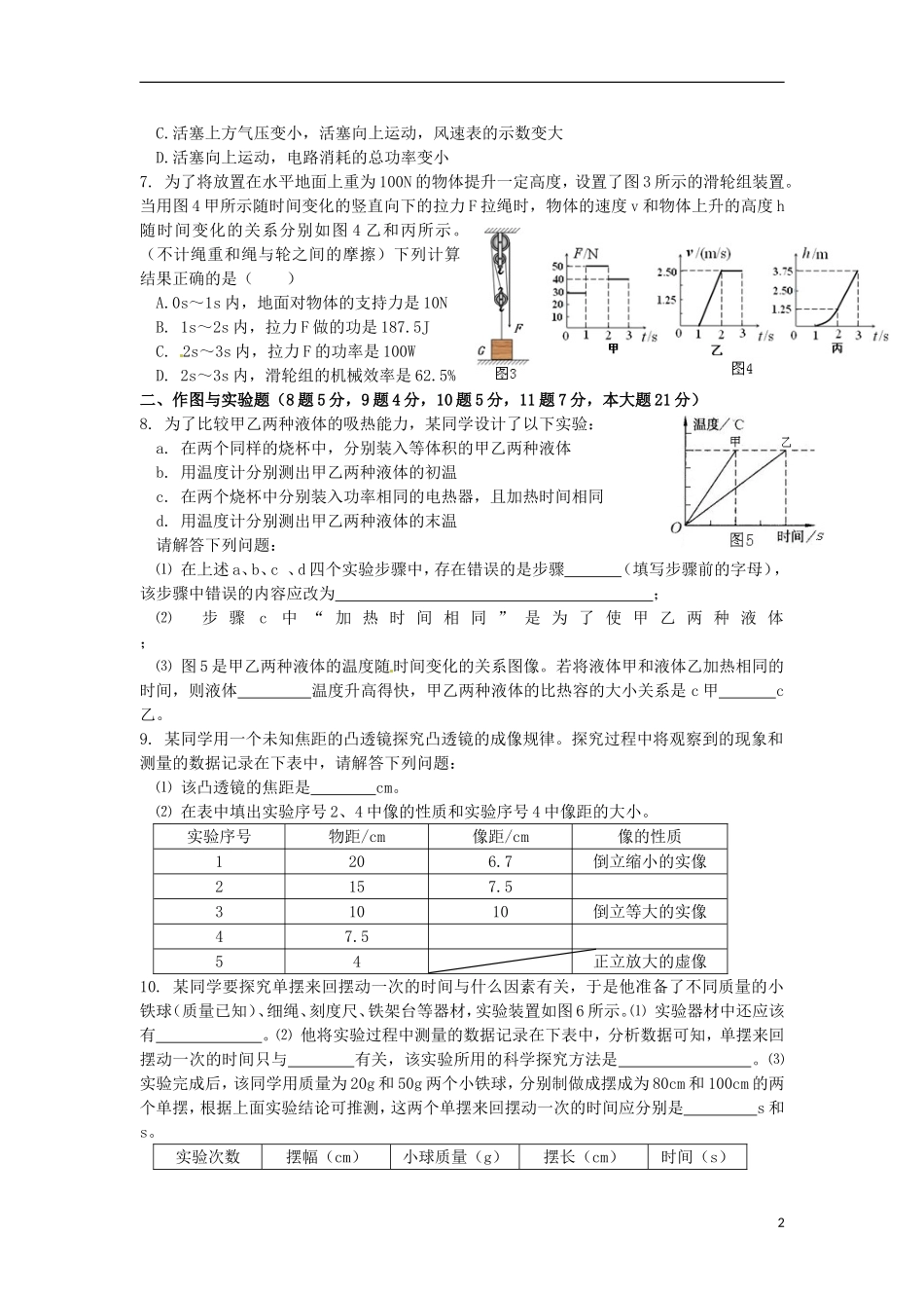 内蒙古包头市、乌兰察布市2015年中考物理真题试题（含答案）.doc_第2页