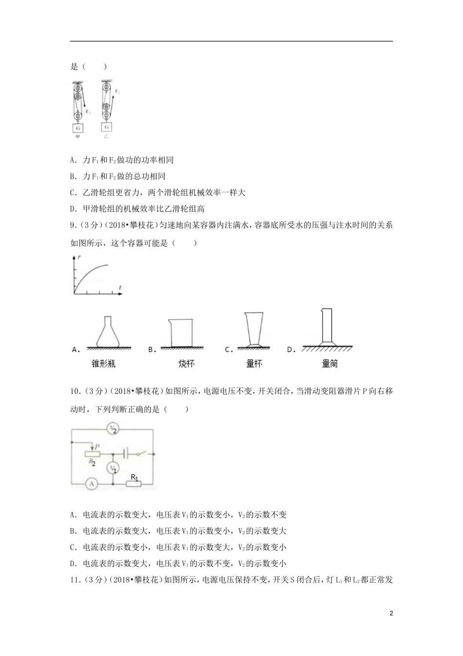 四川省攀枝花市2018年中考物理真题试题（含解析）.doc_第2页