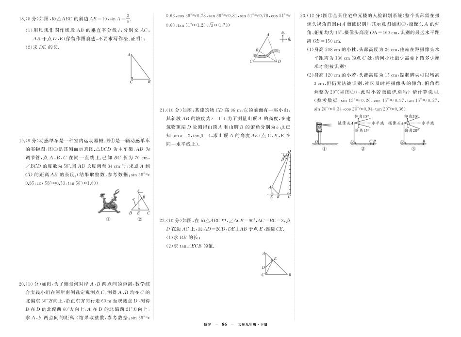 初中数学《期中试卷》7-9下册（北师大） 北九数单元综合.pdf_第2页