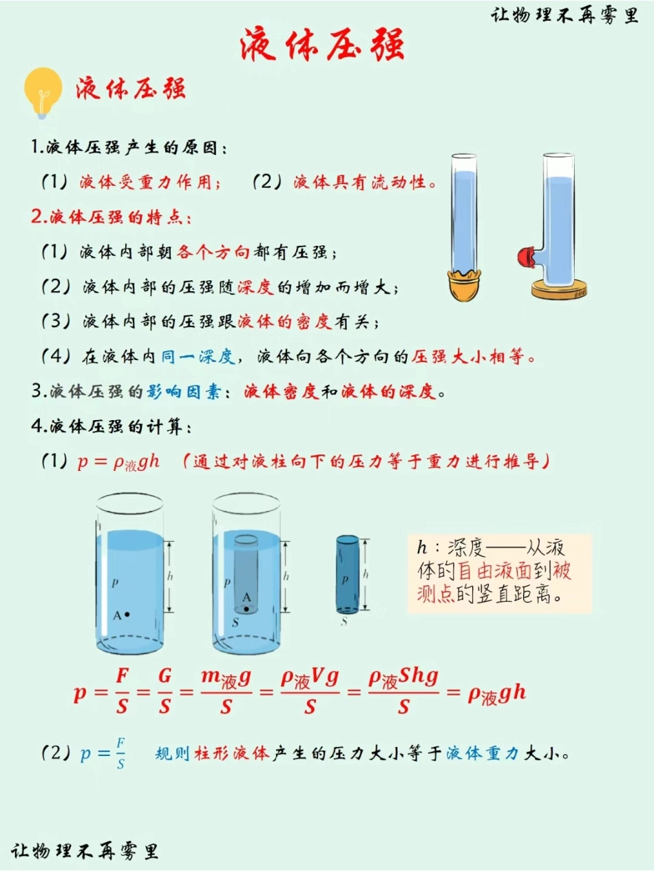 液体压强学霸满分笔记 专项练习（中阶常考.pdf_第1页