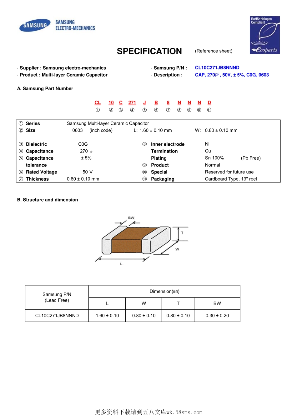 IC封装资料_电容_CL10C271JB8NNND.pdf_第1页