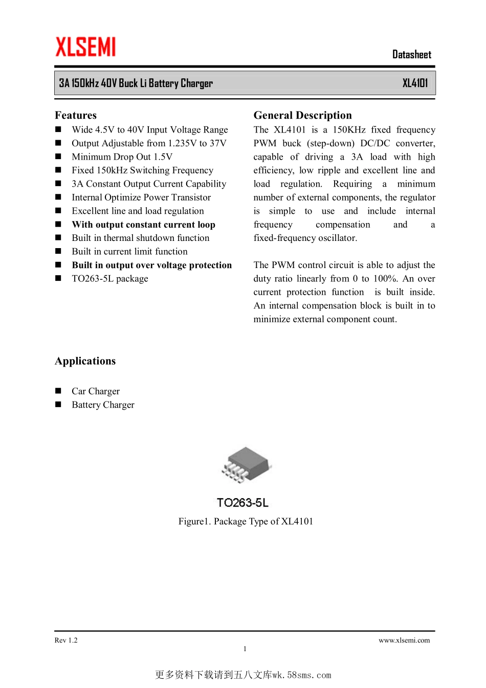 IC封装资料_电源管理芯片_XL4101.pdf_第1页