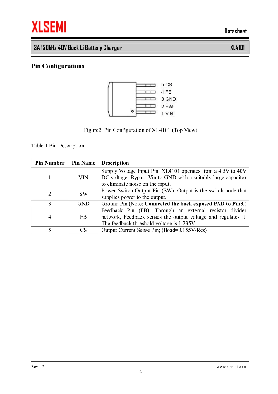 IC封装资料_电源管理芯片_XL4101.pdf_第2页