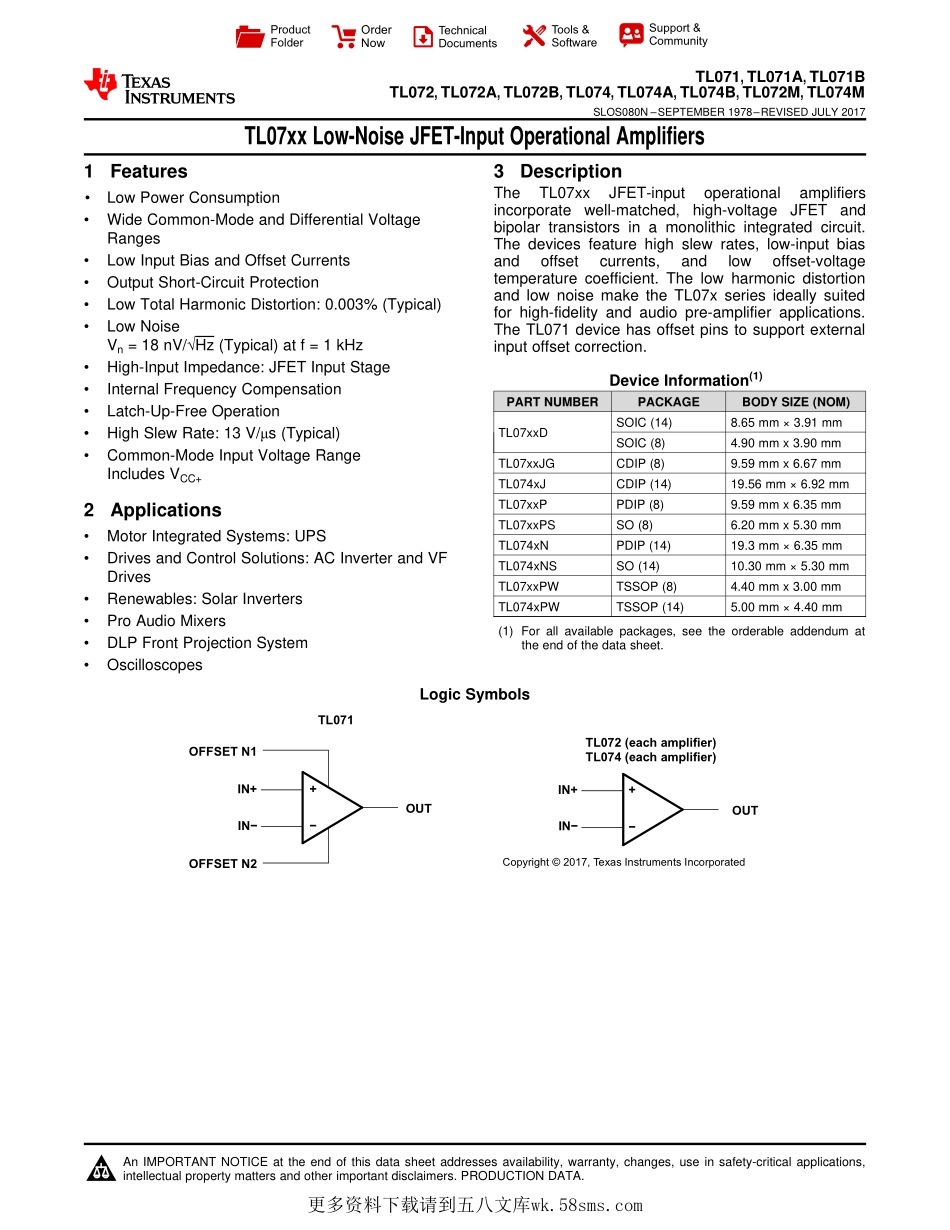IC封装资料_运算放大器_TL074CDRG4.pdf_第1页