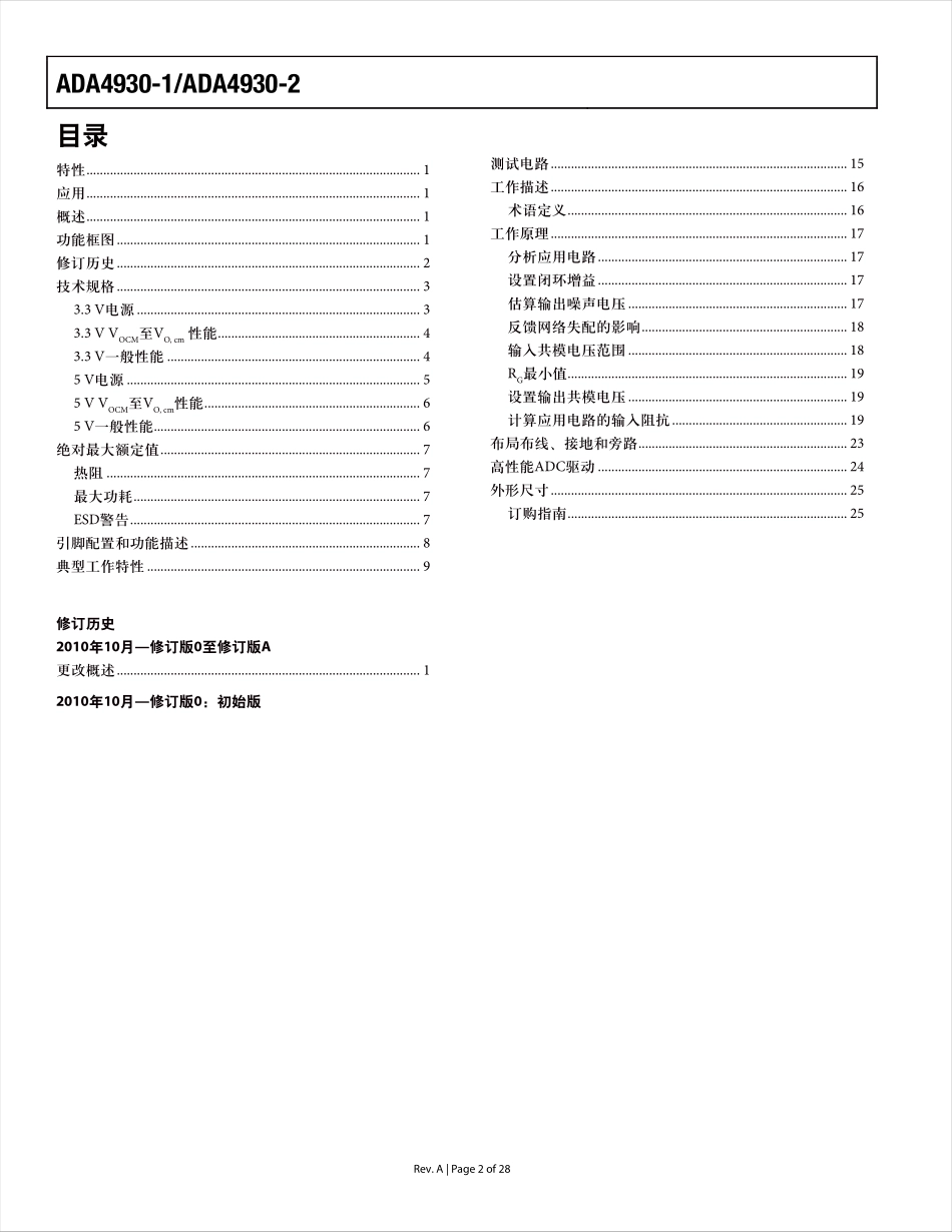 IC封装资料_专用放大器_ADA4938-2ACPZ-R2.pdf_第2页