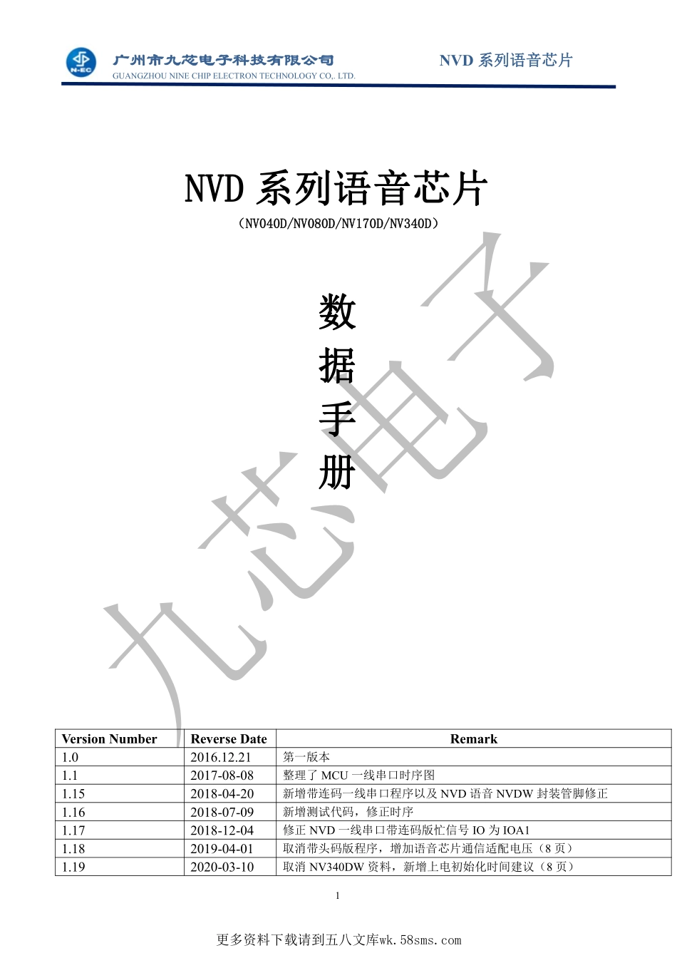 IC封装资料_语音芯片_NV040D.pdf_第1页