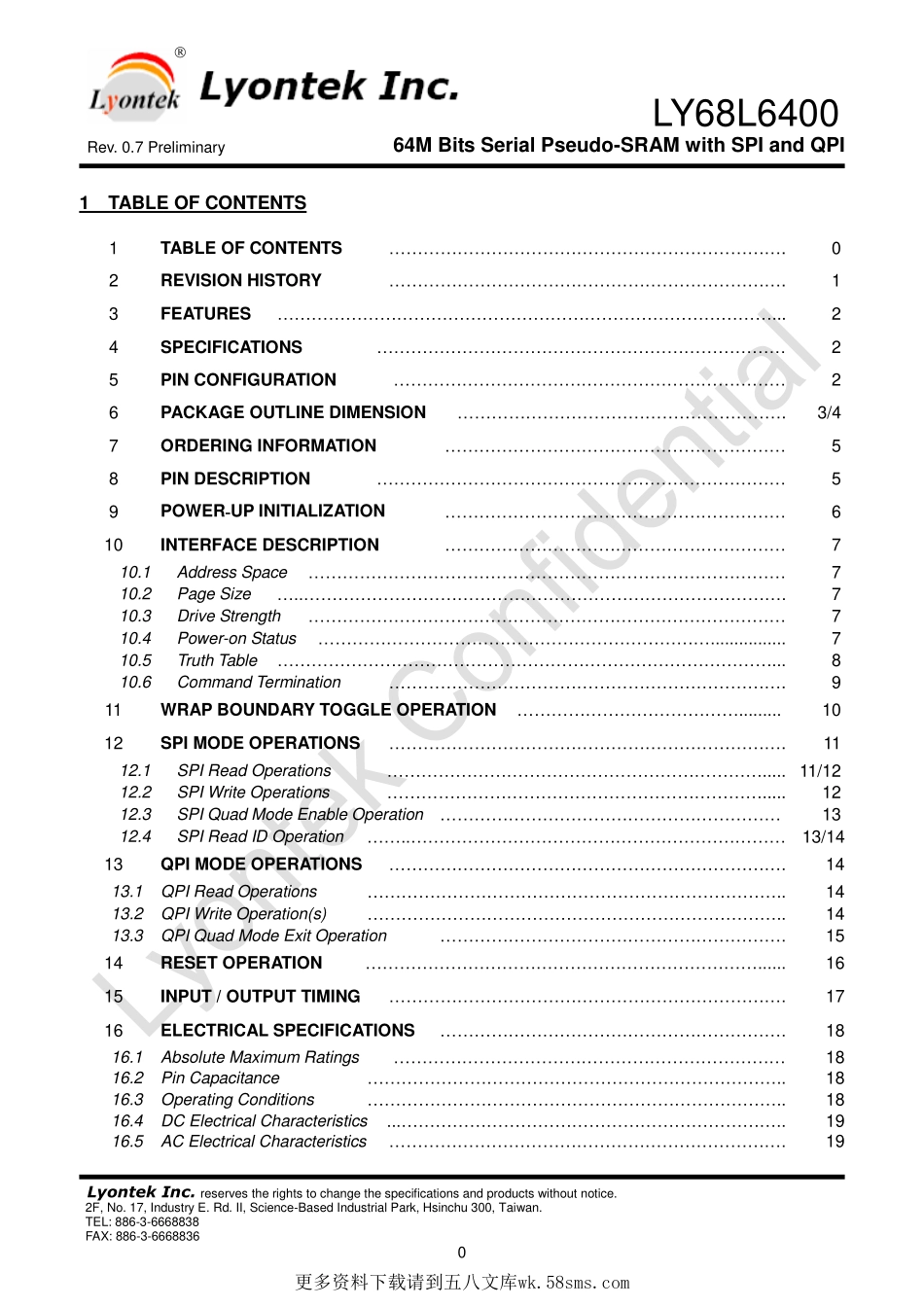 IC封装资料_易失性存储器_LY68L6400SLIT.pdf_第1页