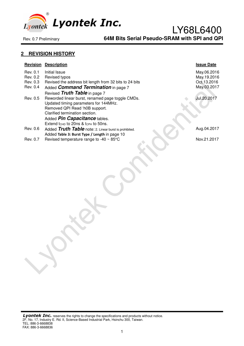 IC封装资料_易失性存储器_LY68L6400SLIT.pdf_第2页