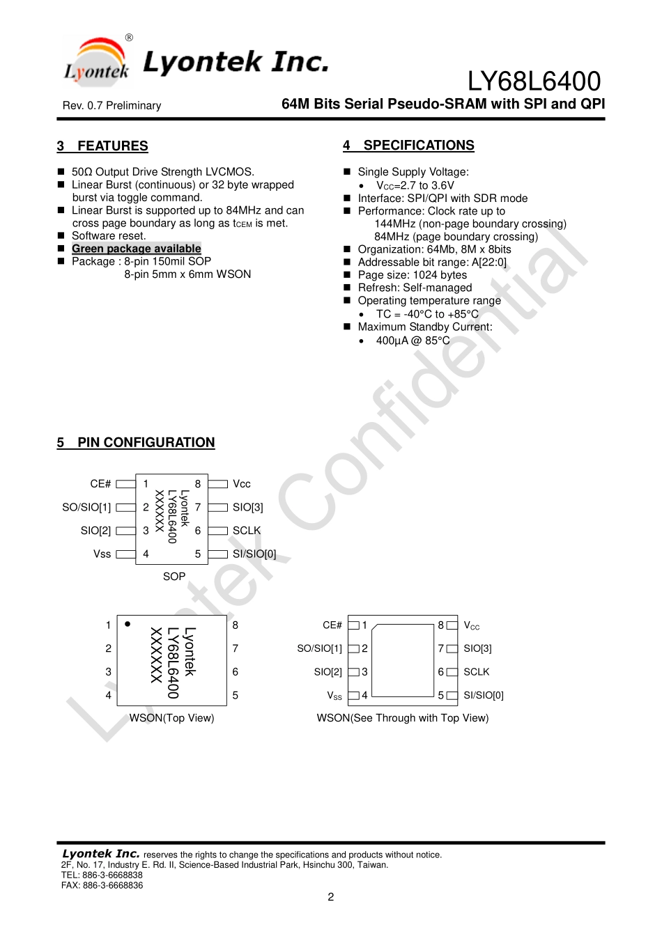 IC封装资料_易失性存储器_LY68L6400SLIT.pdf_第3页