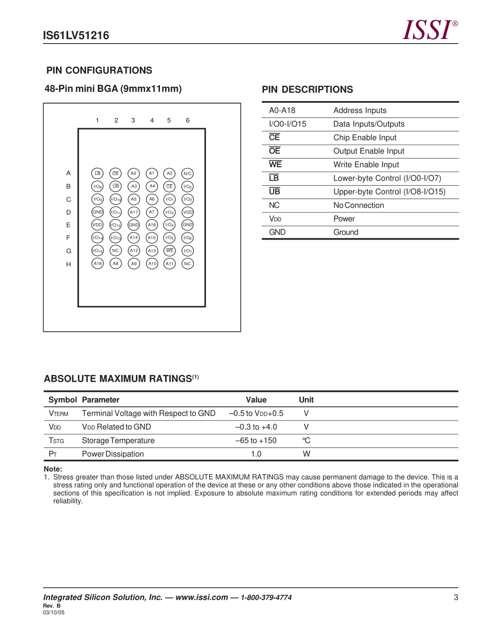 IC封装资料_易失性存储器_IS61LV51216-10TI.pdf_第3页