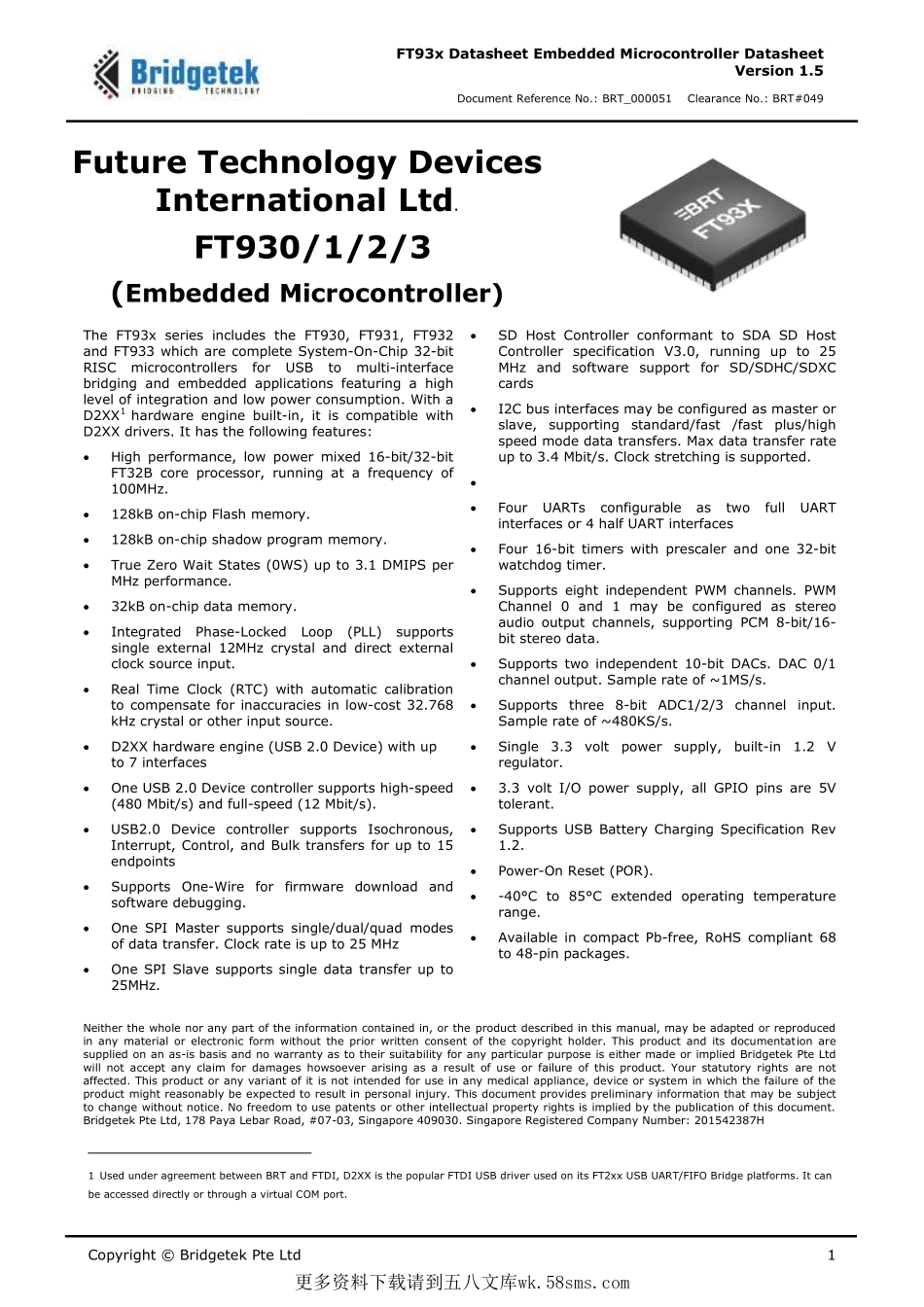 IC封装资料_微控制器_FT932Q-T.pdf_第1页