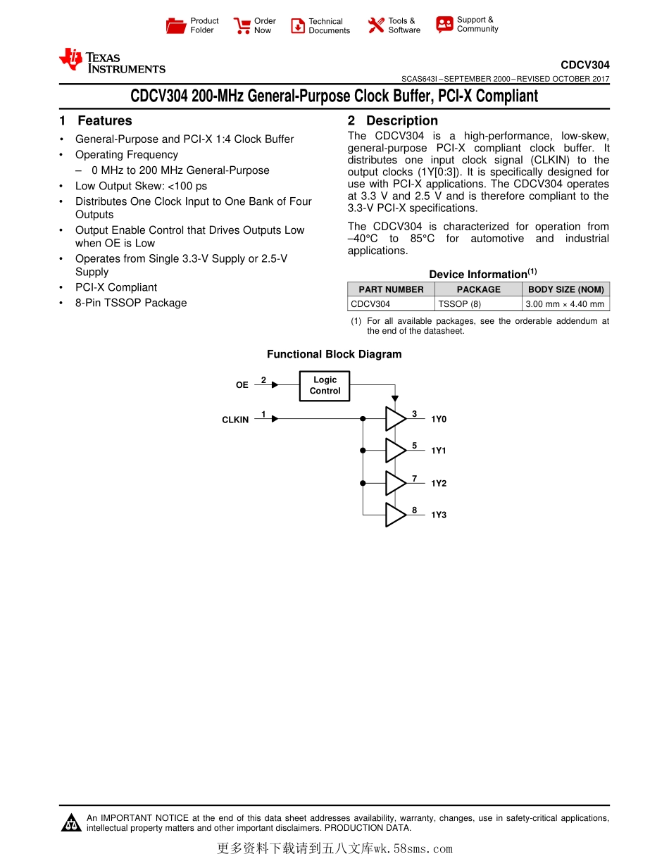 IC封装资料_时钟管理_CDCV304PW.pdf_第1页