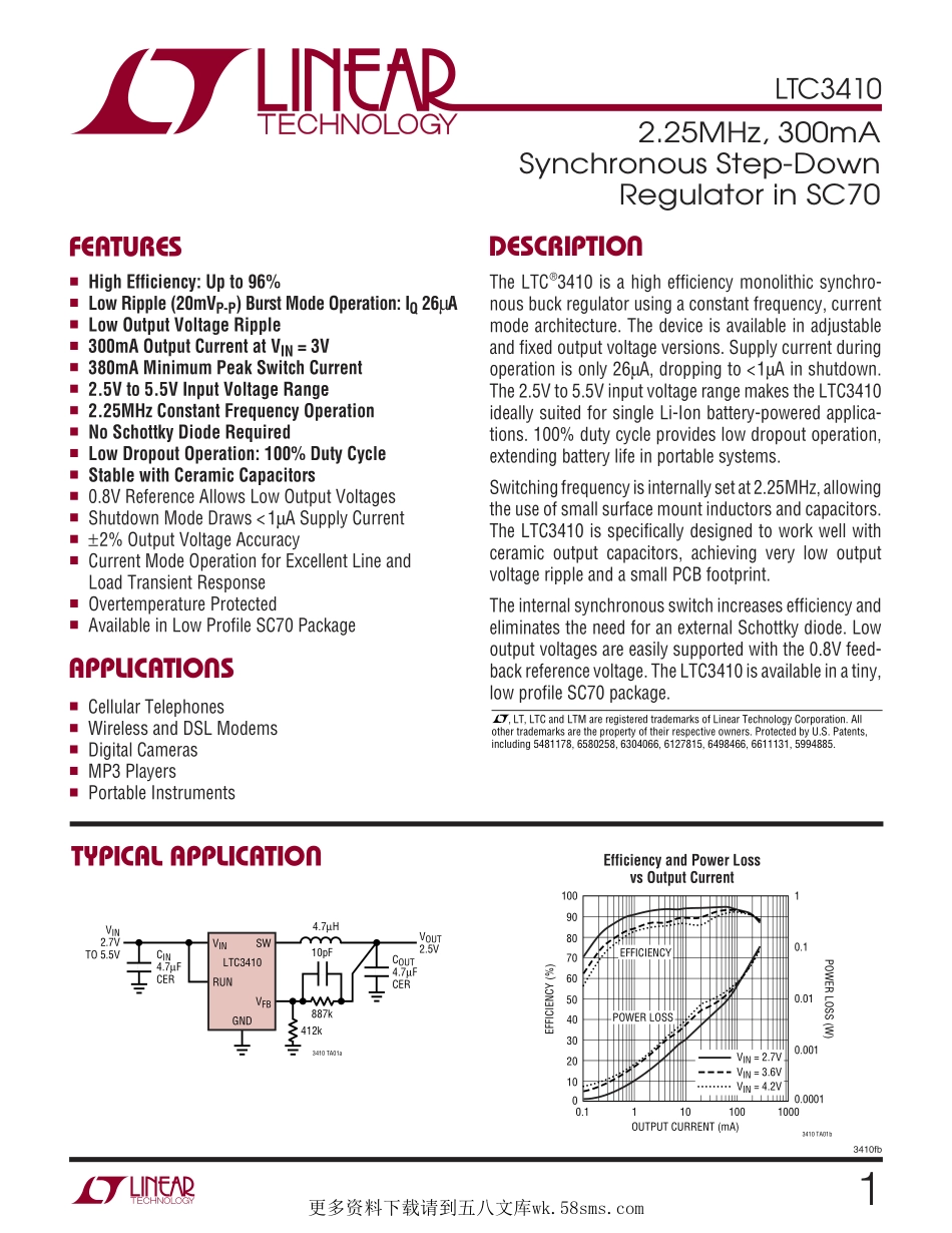 IC封装资料_电源管理芯片_LTC3410ESC6_TRPBF.pdf_第1页