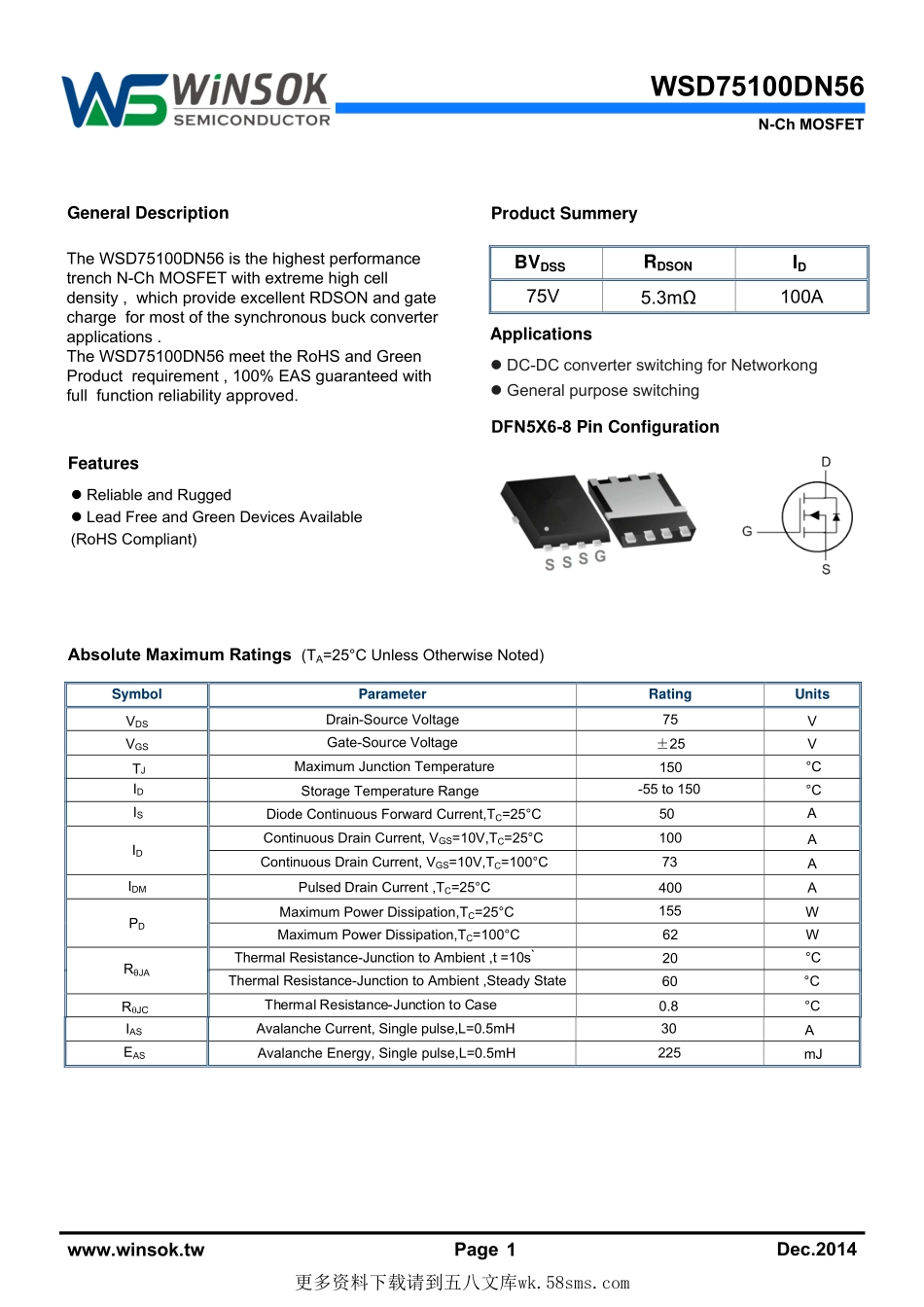 IC封装资料_三极管_WSD4062DN56.pdf_第1页