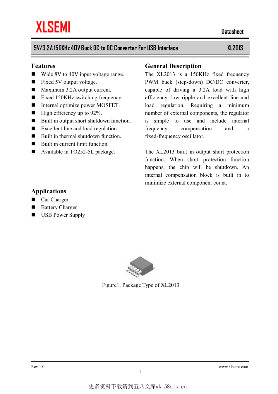 IC封装资料_电源管理芯片_XL2013.pdf_第1页