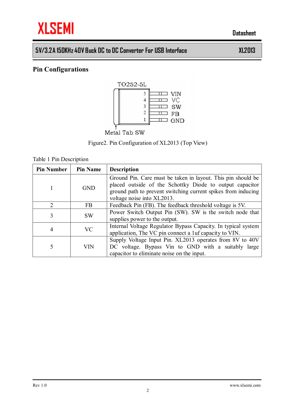 IC封装资料_电源管理芯片_XL2013.pdf_第2页