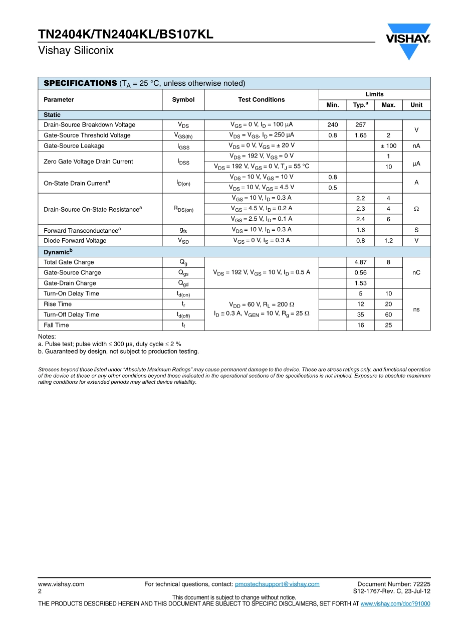 IC封装资料_三极管_TN2404K-T1-E3.pdf_第2页