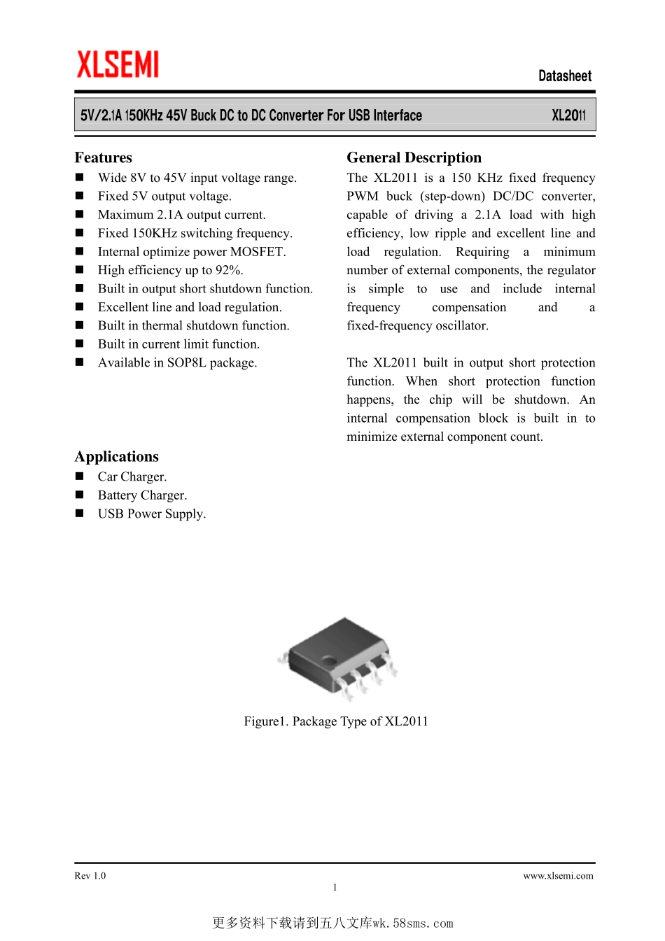 IC封装资料_电源管理芯片_XL2011.pdf_第1页