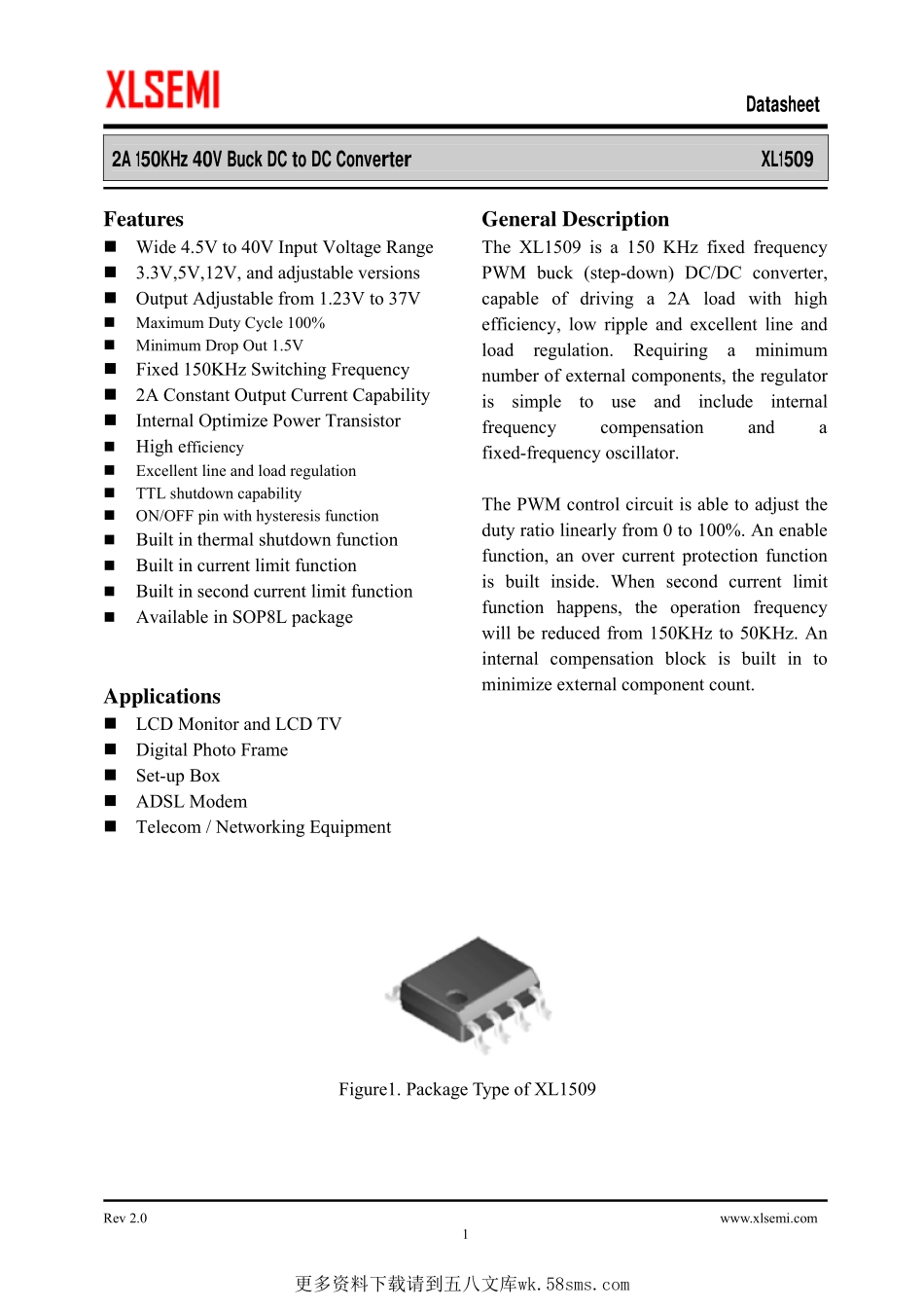 IC封装资料_电源管理芯片_XL1509.pdf_第1页