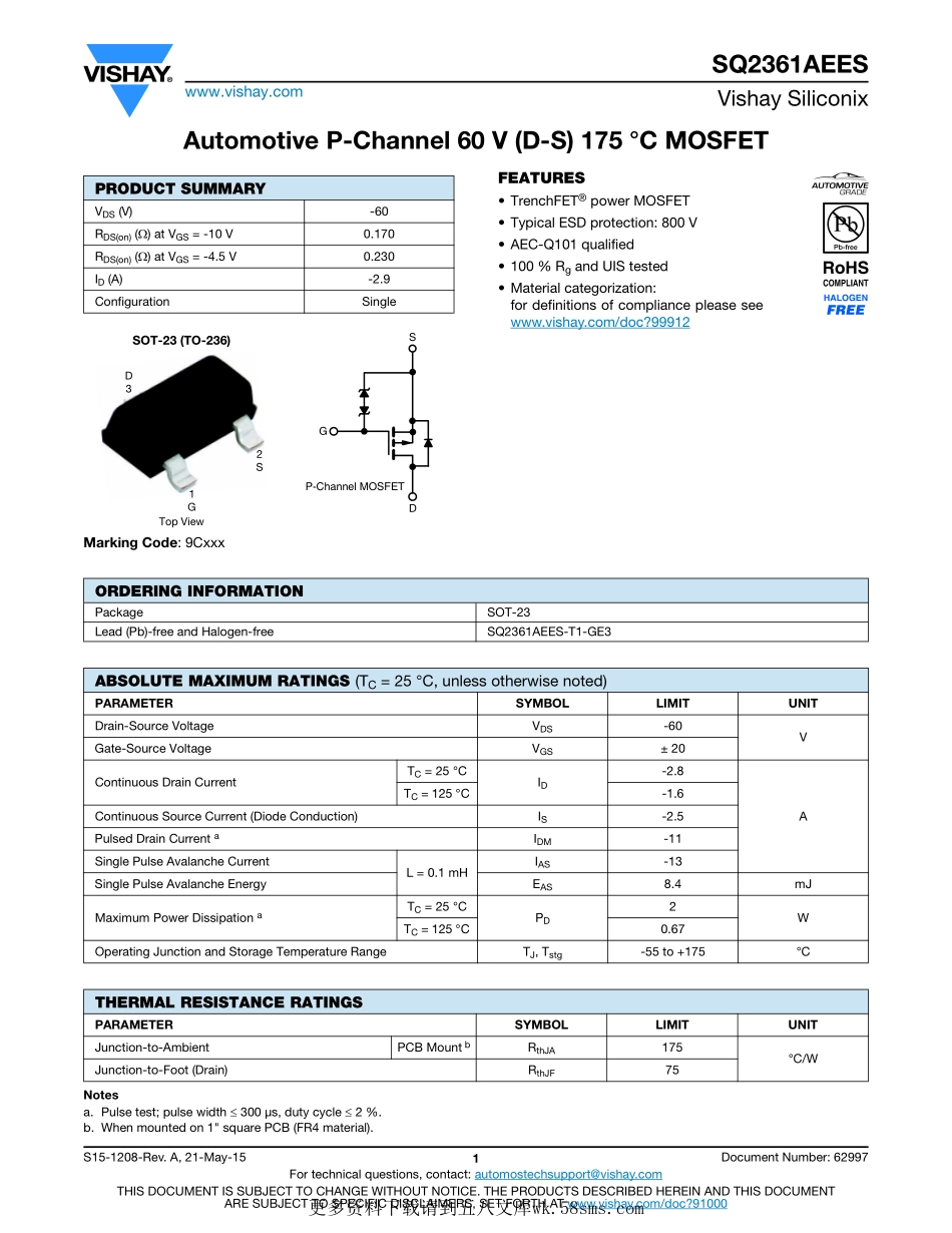 IC封装资料_三极管_SQ2361AEES-T1_GE3.pdf_第1页