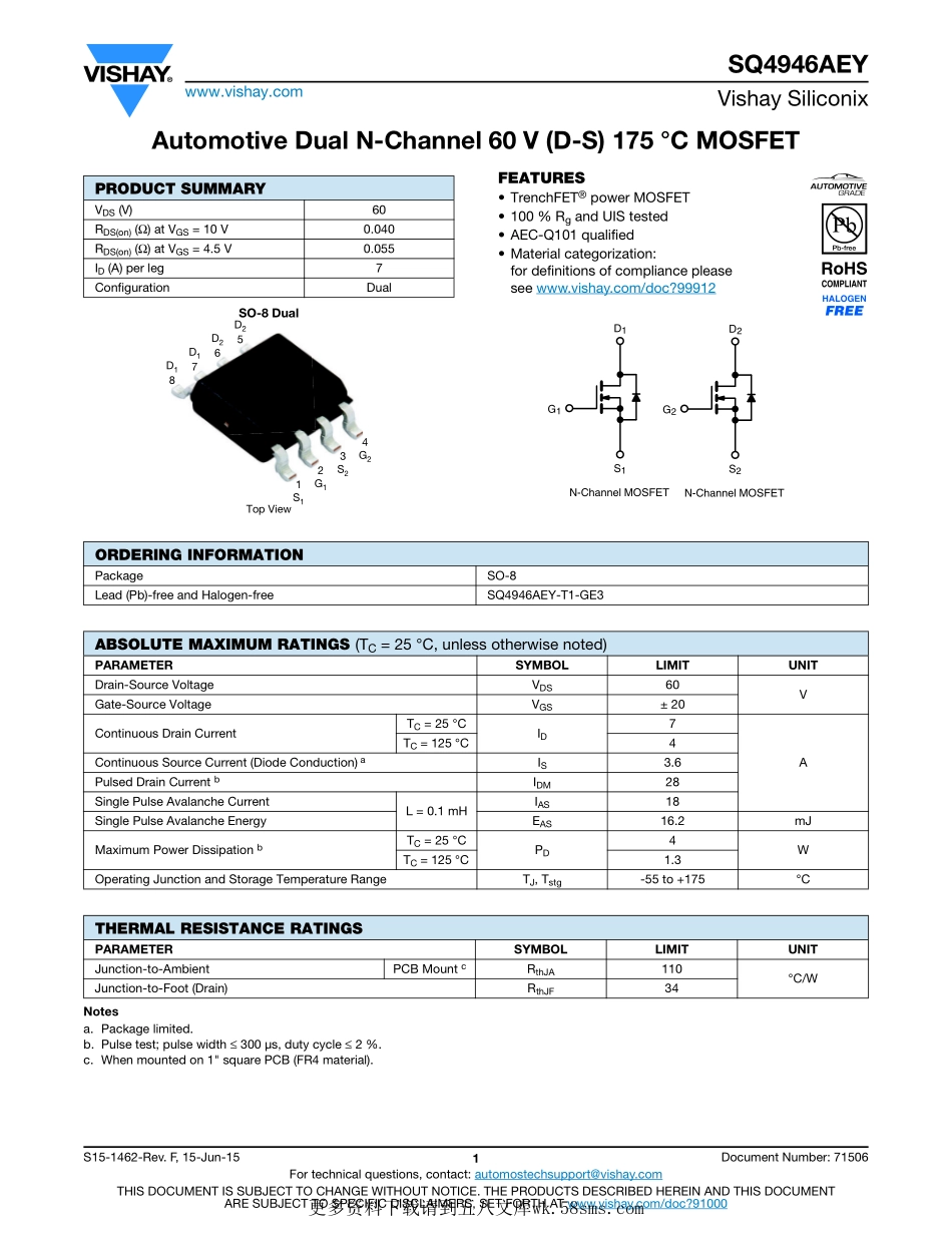 IC封装资料_三极管_SQ4946AEY-T1-EG3.pdf_第1页