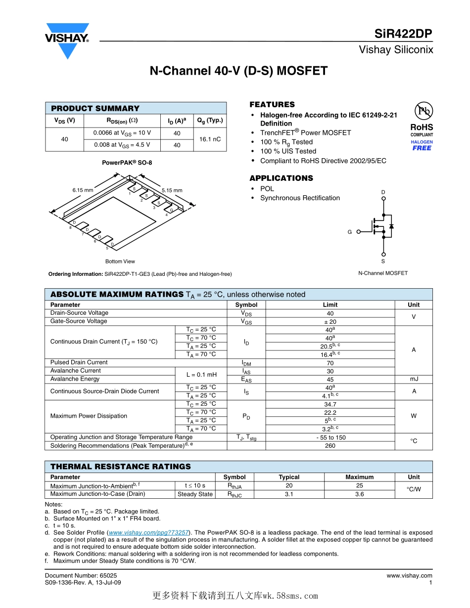 IC封装资料_三极管_SIR422DP-T1-GE3.pdf_第1页