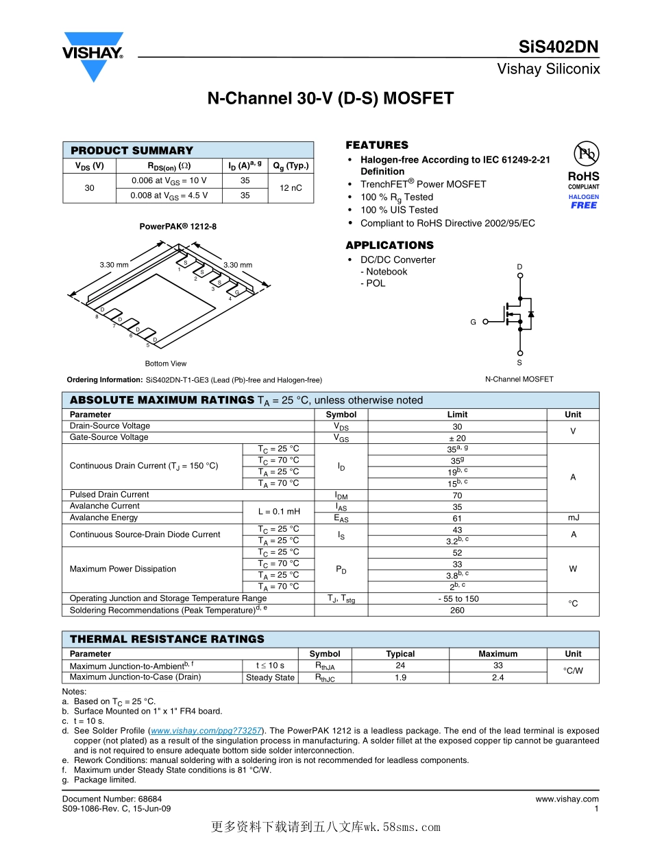 IC封装资料_三极管_SIS402DN-T1-GE3.pdf_第1页