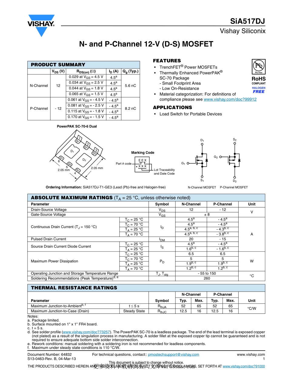 IC封装资料_三极管_SIA517DJ-T1-GE3.pdf_第1页