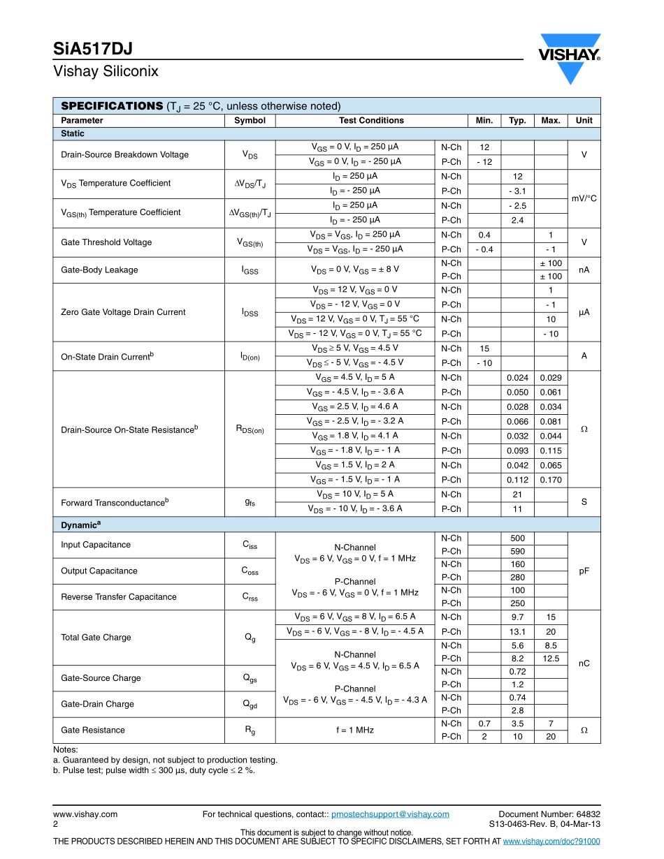 IC封装资料_三极管_SIA517DJ-T1-GE3.pdf_第2页