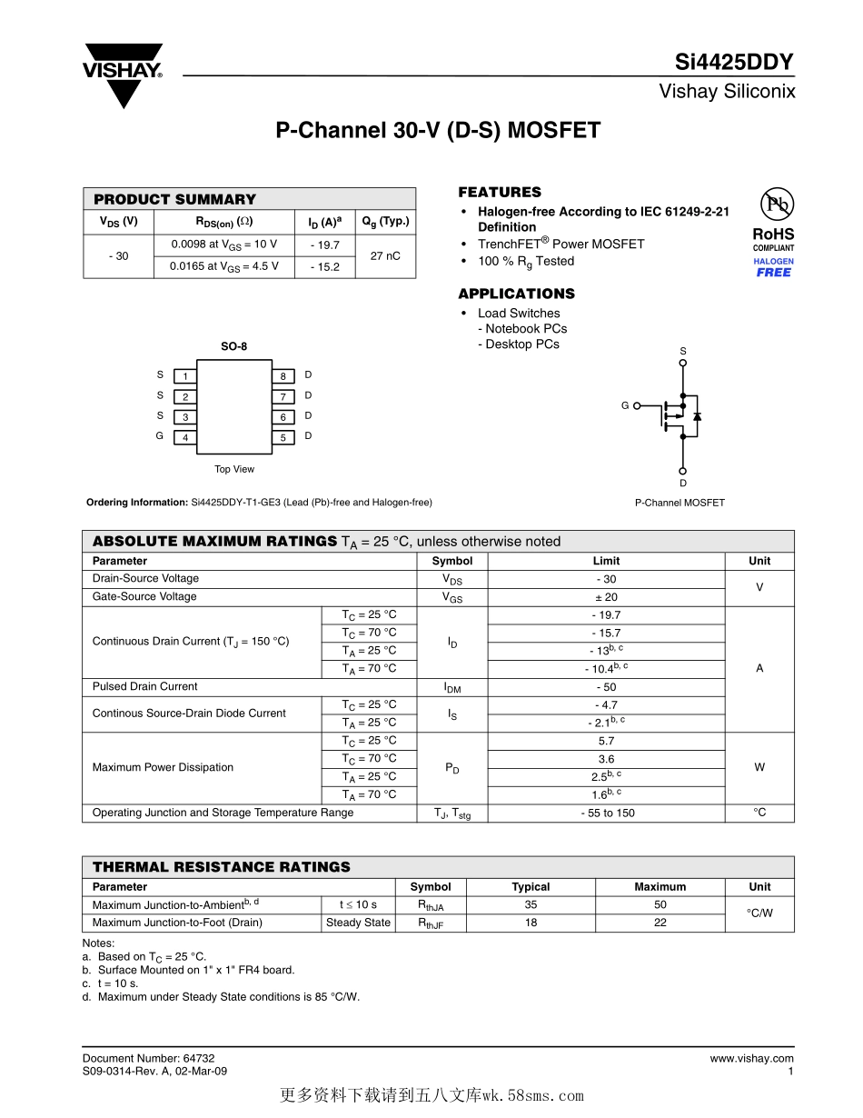 IC封装资料_三极管_SI4425DDY-T1-GE3.pdf_第1页