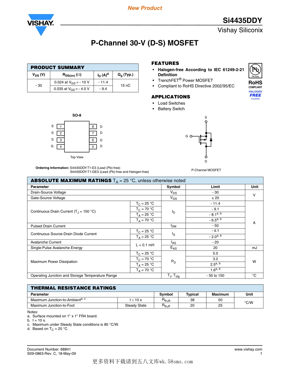 IC封装资料_三极管_SI4435DDY-T1-GE3.pdf_第1页