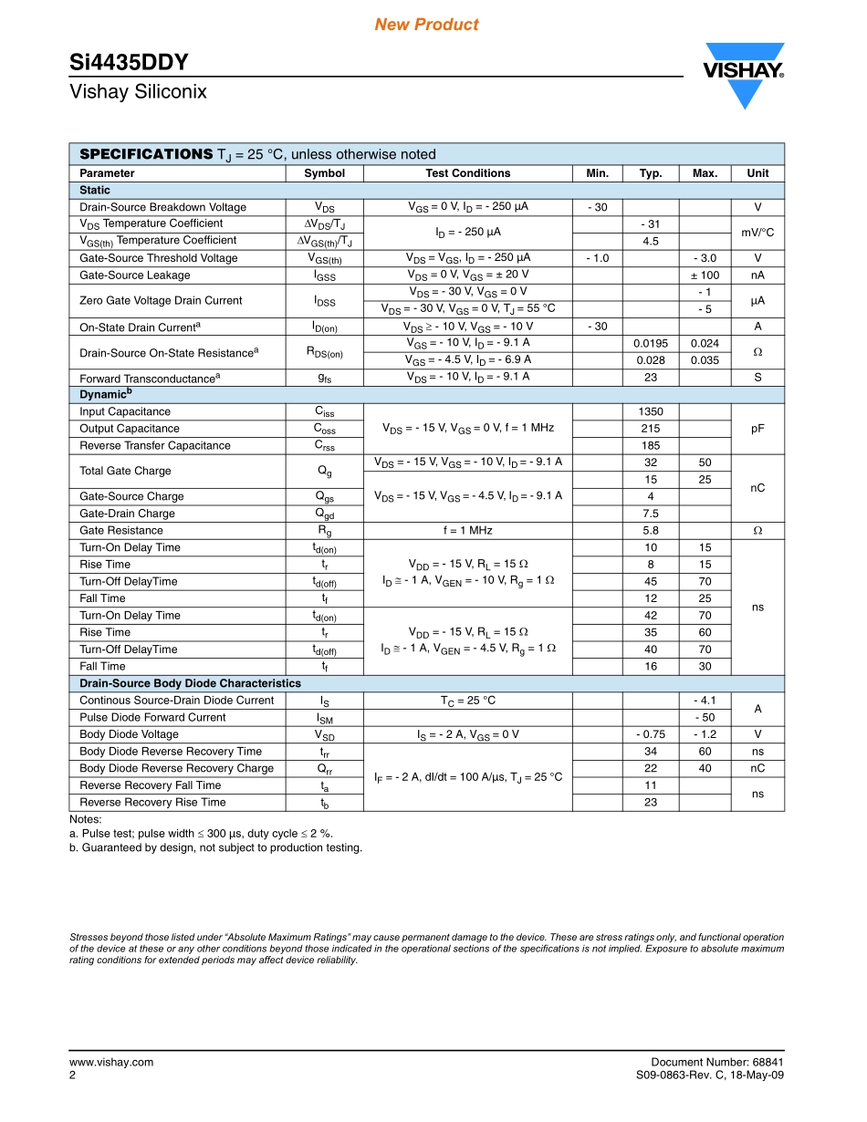 IC封装资料_三极管_SI4435DDY-T1-GE3.pdf_第2页