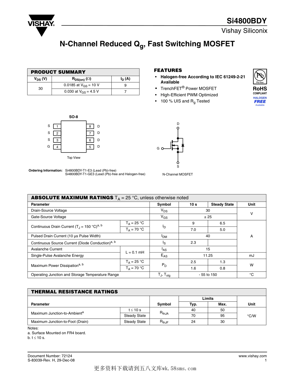 IC封装资料_三极管_SI4800BDY-T1-GE3.pdf_第1页