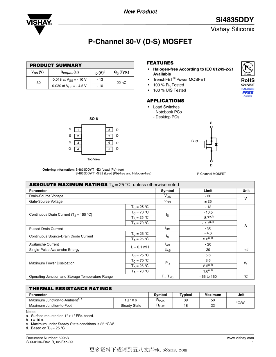 IC封装资料_三极管_SI4835DDY-T1-GE3.pdf_第1页