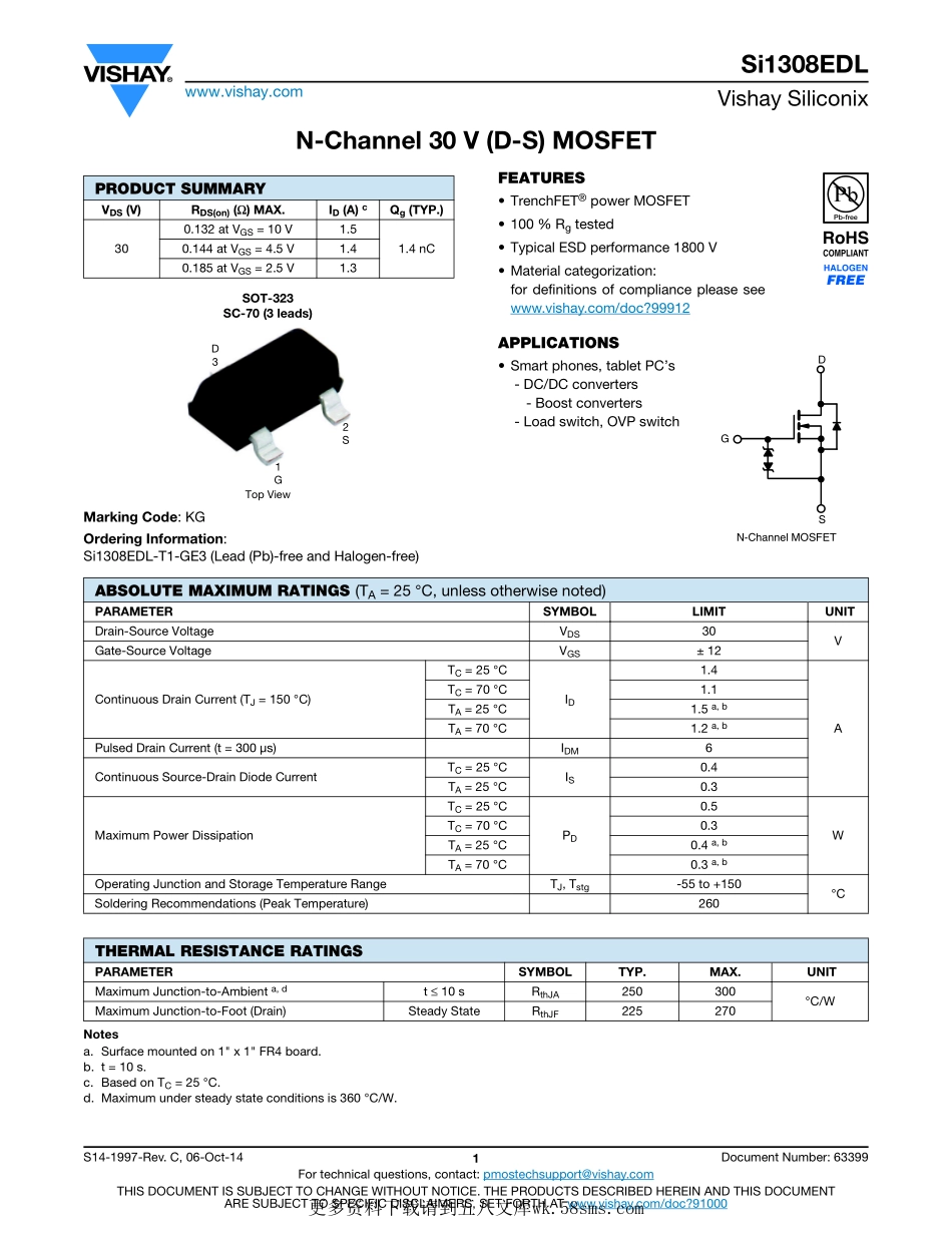 IC封装资料_三极管_SI1308EDL-T1-GE3.pdf_第1页