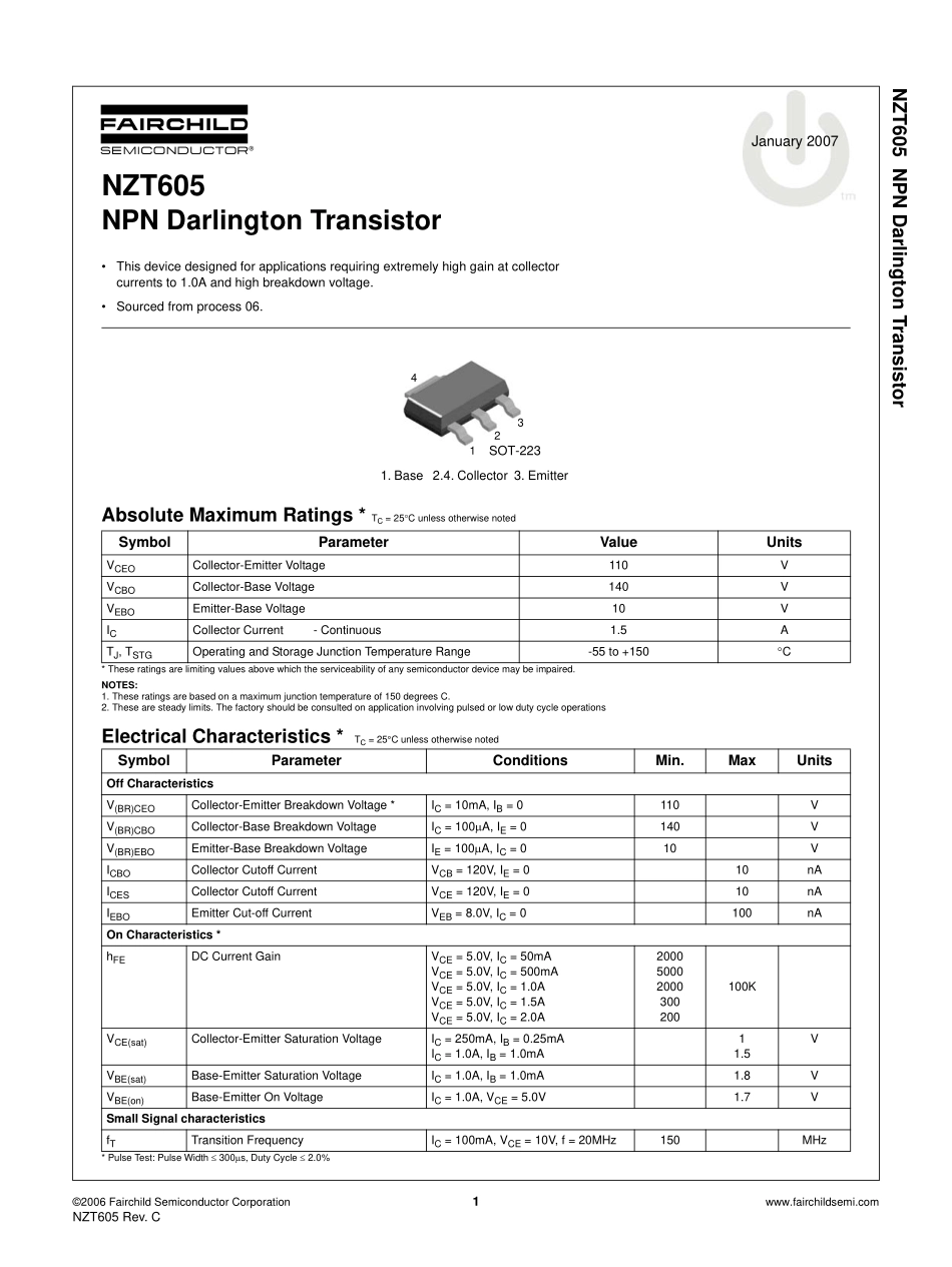 IC封装资料_三极管_NZT605.pdf_第2页