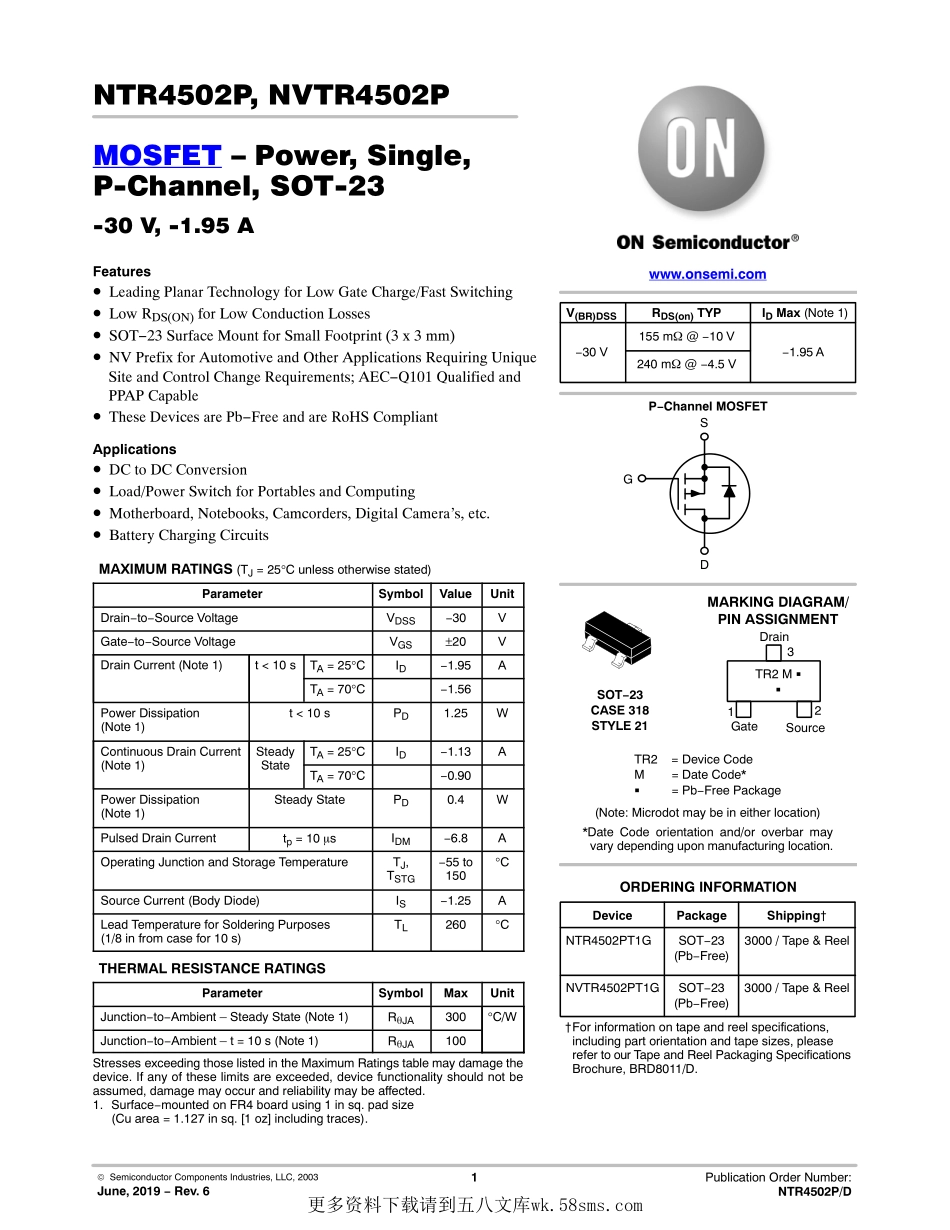 IC封装资料_三极管_NTR4502PT1G.pdf_第1页