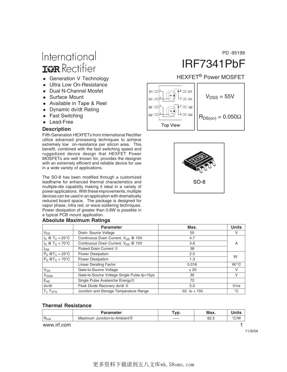 IC封装资料_三极管_IRF7341TRPBF.pdf_第1页