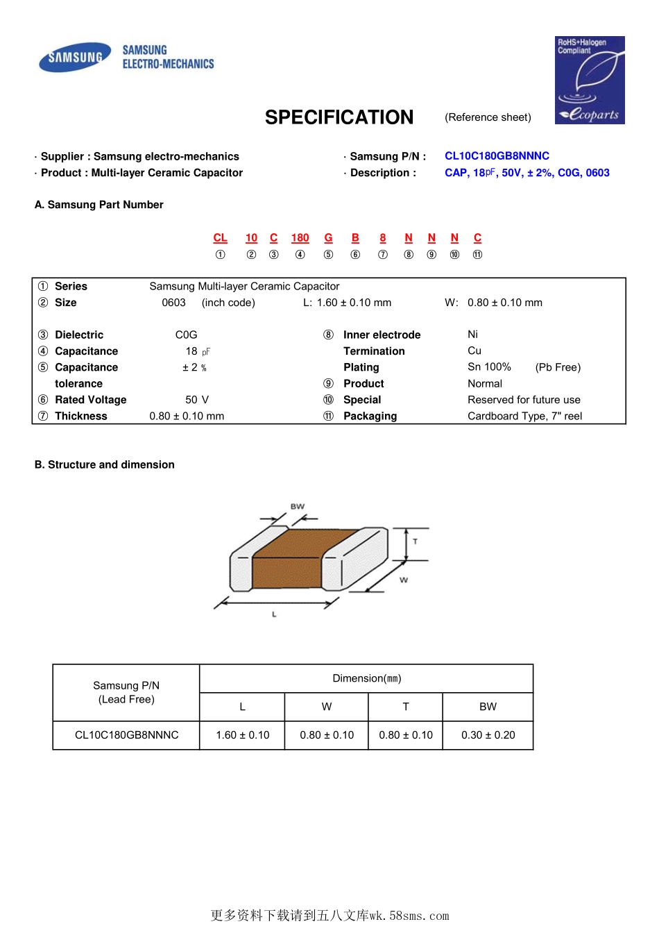 IC封装资料_电容_CL10C180GB8NNNC.pdf_第1页