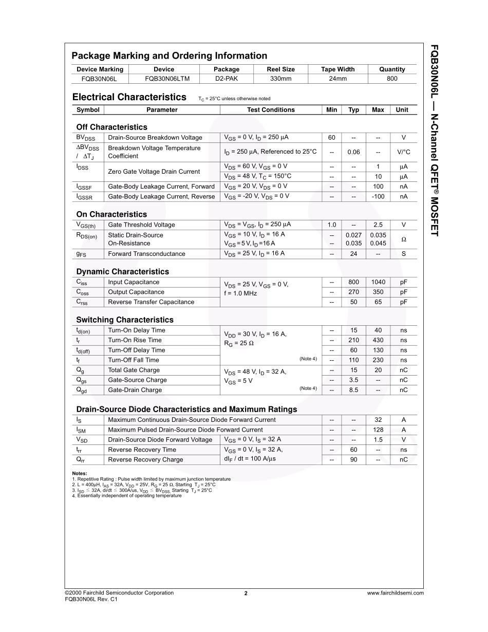 IC封装资料_三极管_FQB30N06LTM.pdf_第3页