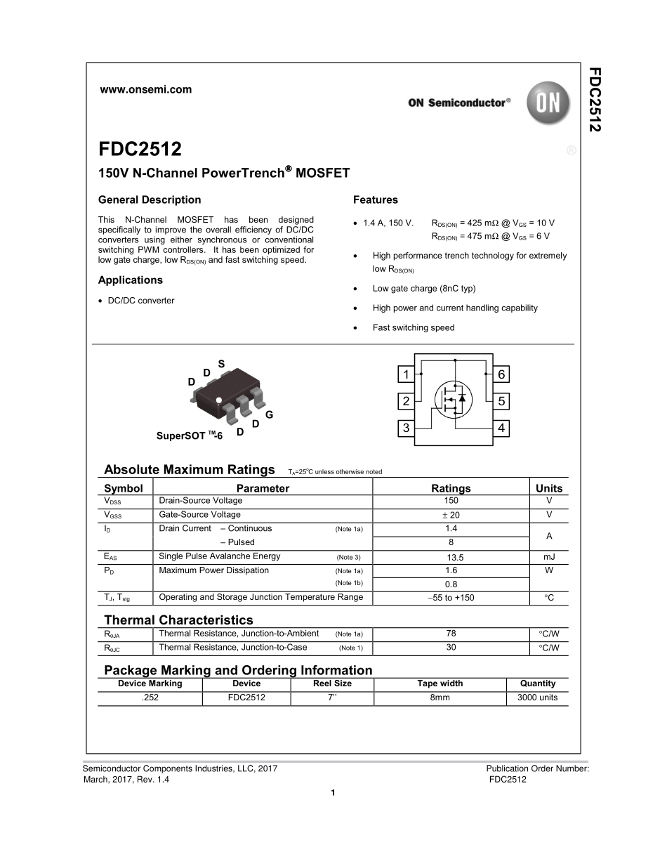 IC封装资料_三极管_FDC2512.pdf_第2页