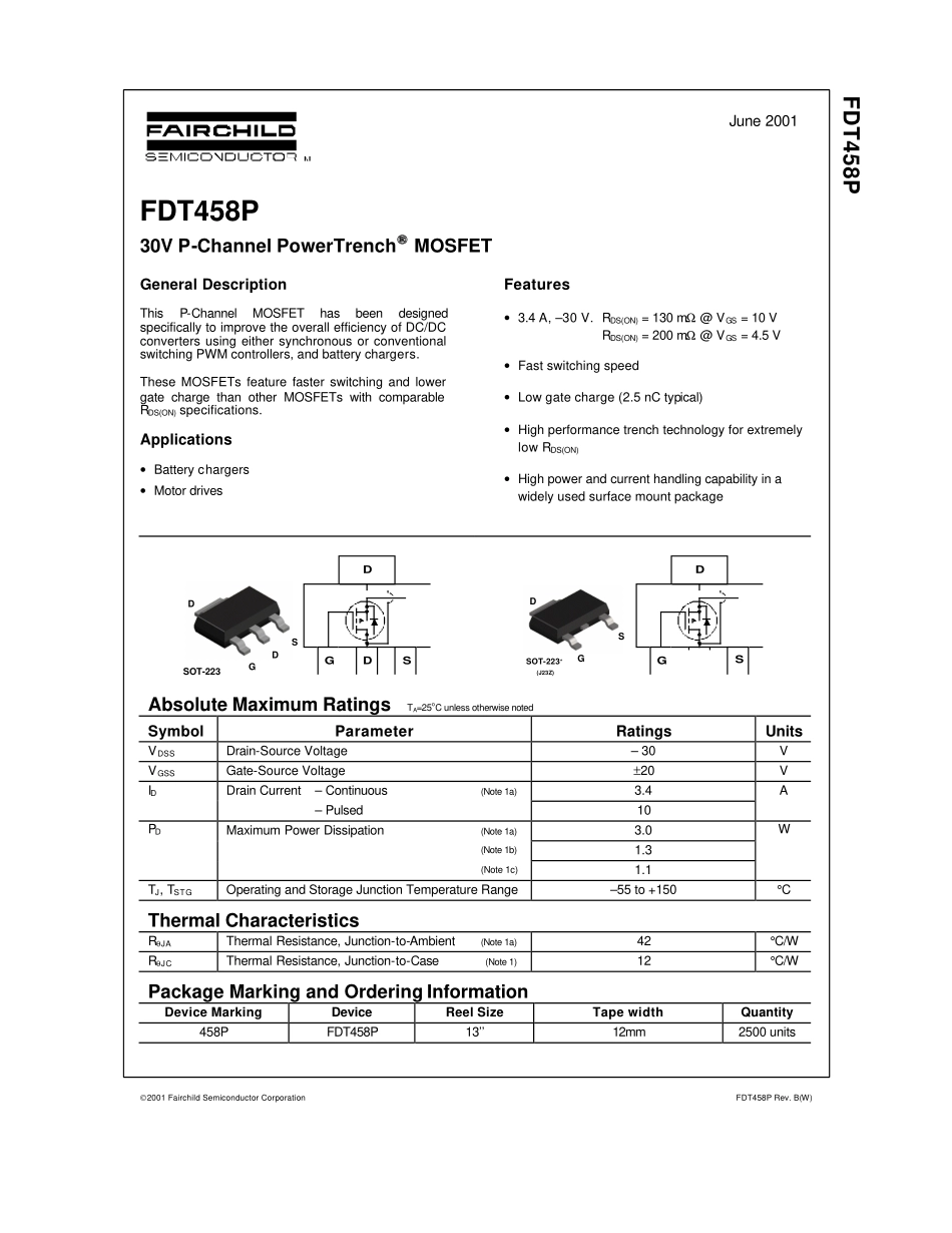 IC封装资料_三极管_FDT458P.pdf_第2页